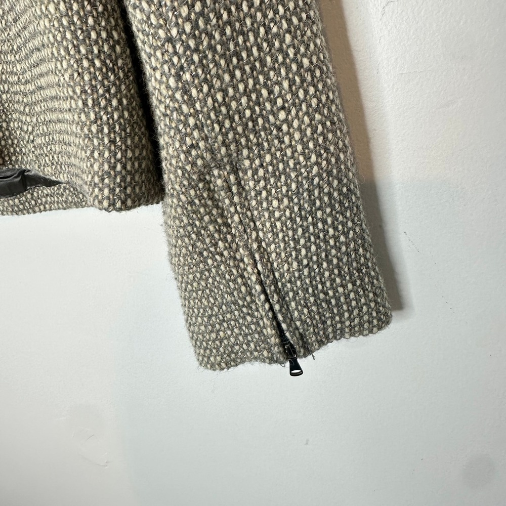 Talbots Womens Tweed Moto Jacket Gray Wool‎ Blend Textured Zippered Size - Picture 7 of 11